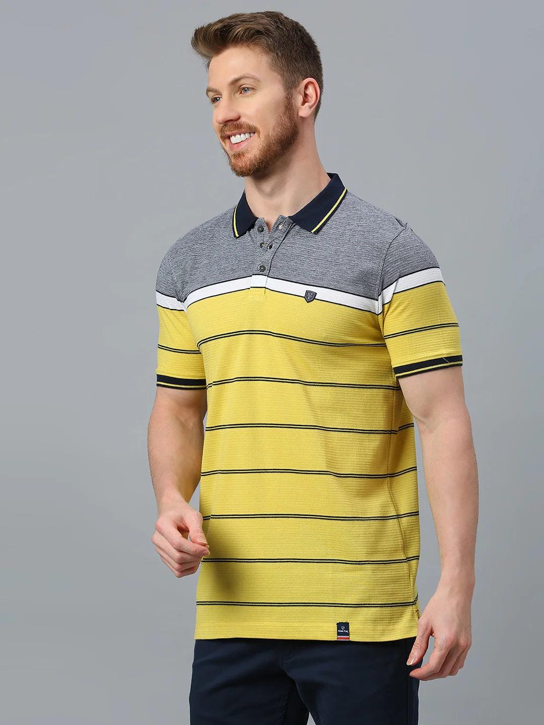 Mustard Striped Polo T-Shirt - Image 8