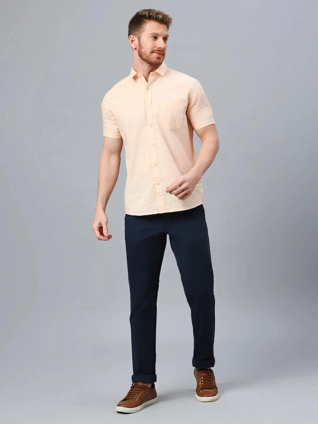 Peach Solid Shirt - Image 7