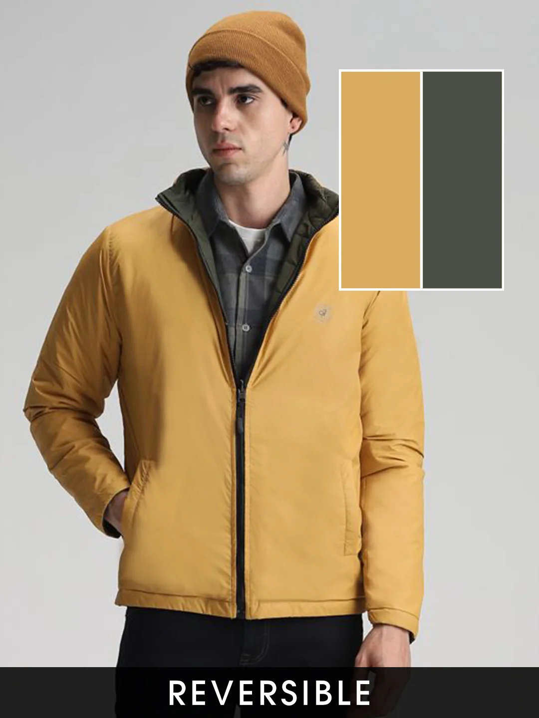 Reversible Mustard Olive Jacket - Image 2