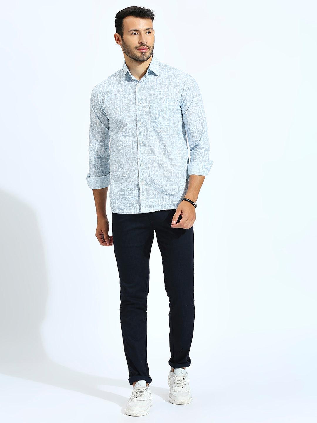Stretchable Textured Navy Narrow Chino Pants - Image 8