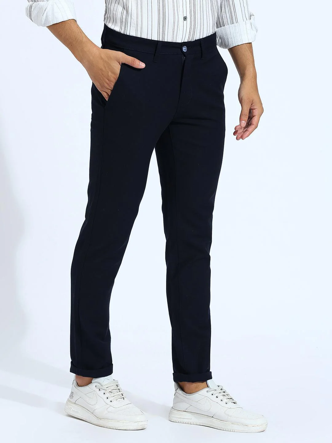 Stretchable Dark Navy Chino Pants - Image 4