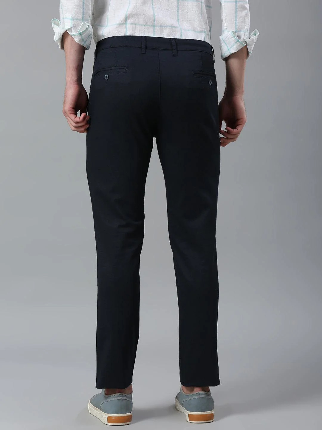 Stretchable Navy Narrow Fit Chino Pants - Image 5
