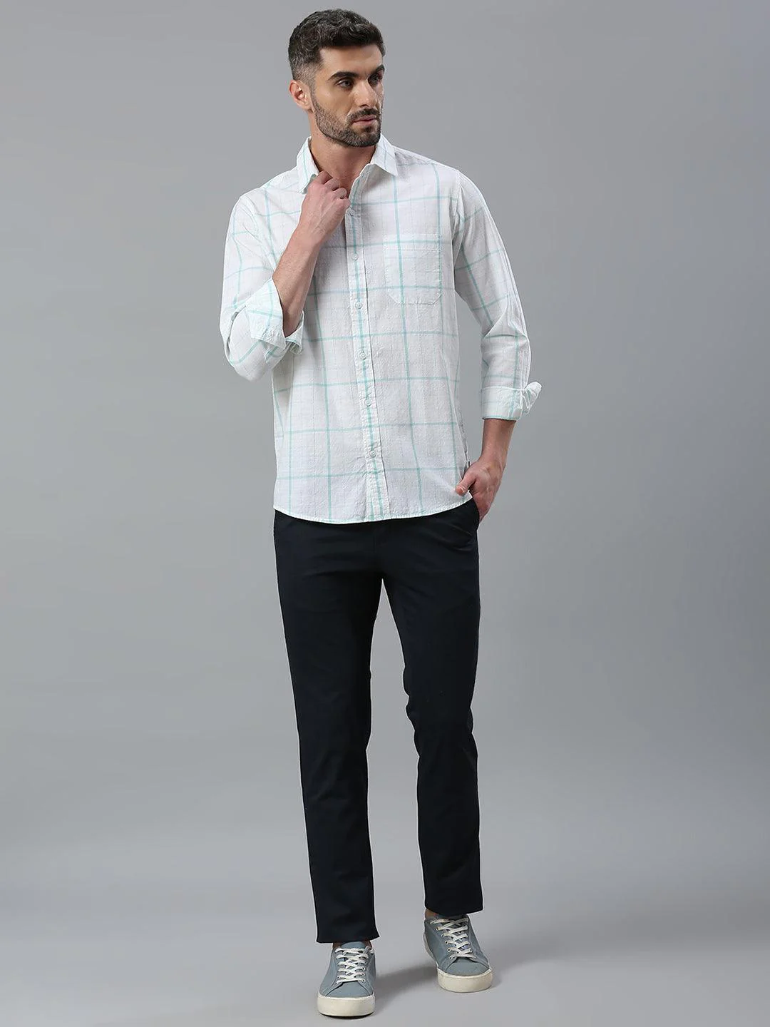 Stretchable Navy Narrow Fit Chino Pants - Image 7