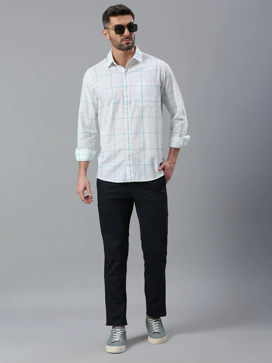 Stretchable Navy Narrow Fit Chino Pants - Image 8