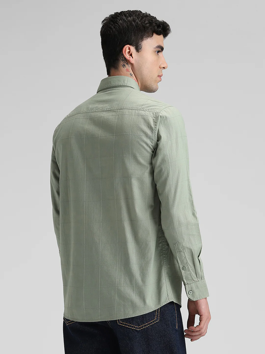 Olive Solid Slim Fit Shirt - Image 5