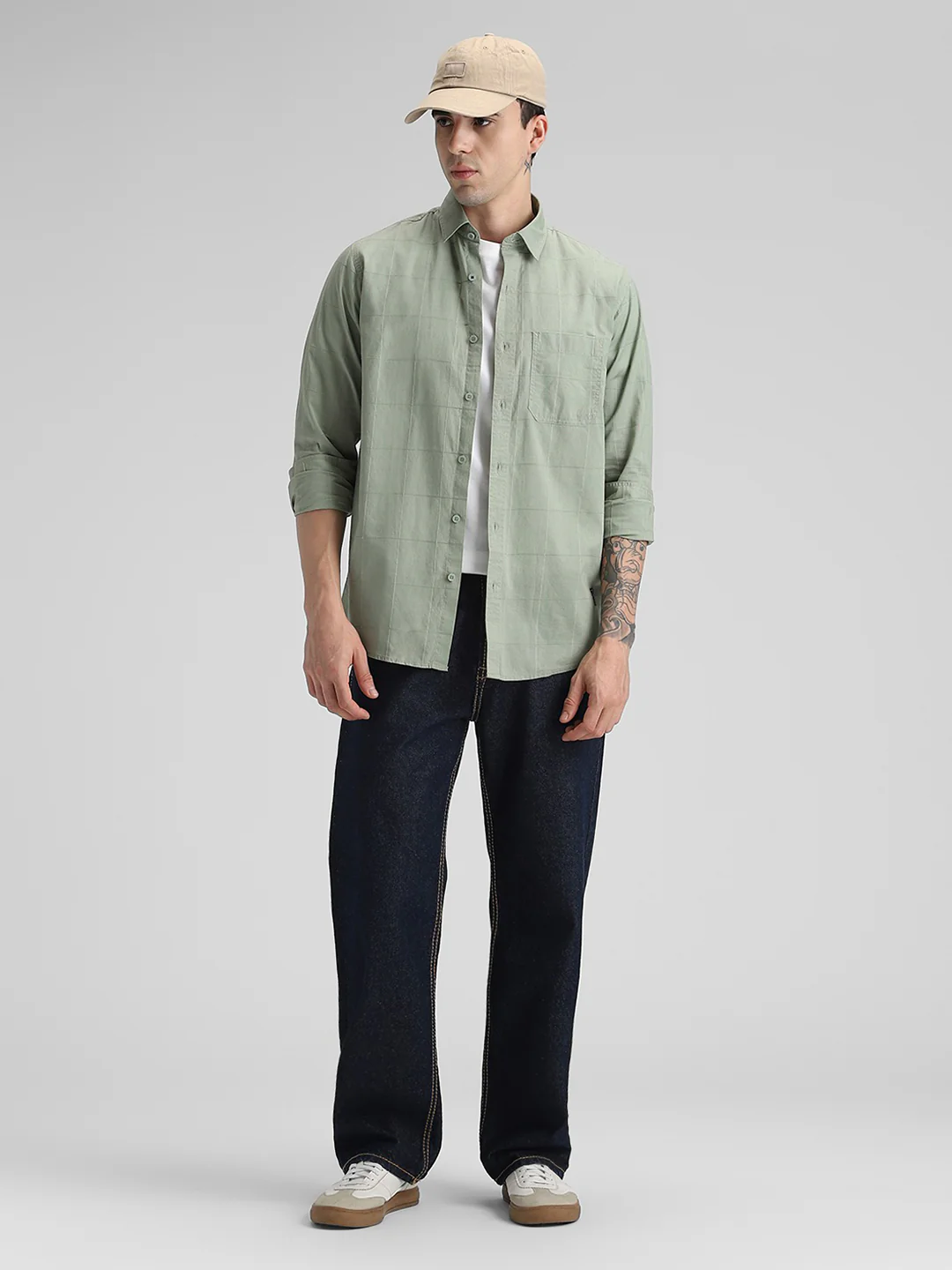 Olive Solid Slim Fit Shirt - Image 6