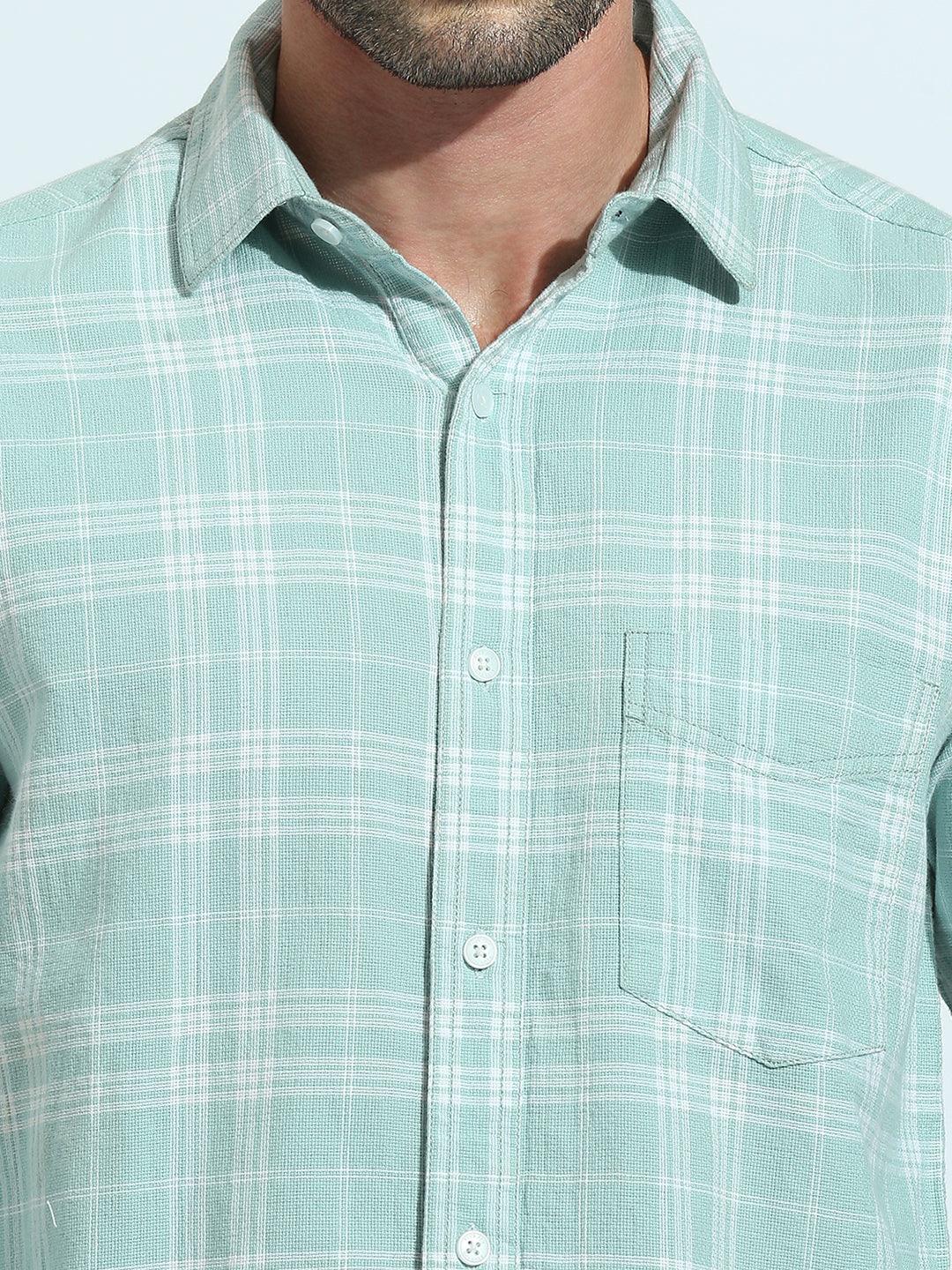 Sea green Checkered Shirt - Image 6
