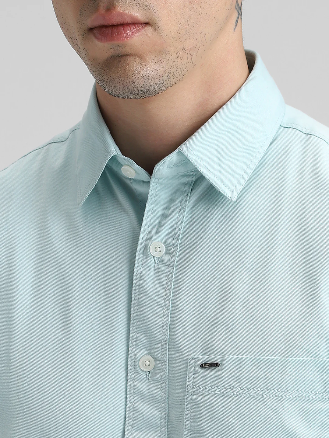 Sky Blue Solid Shirt - Image 2