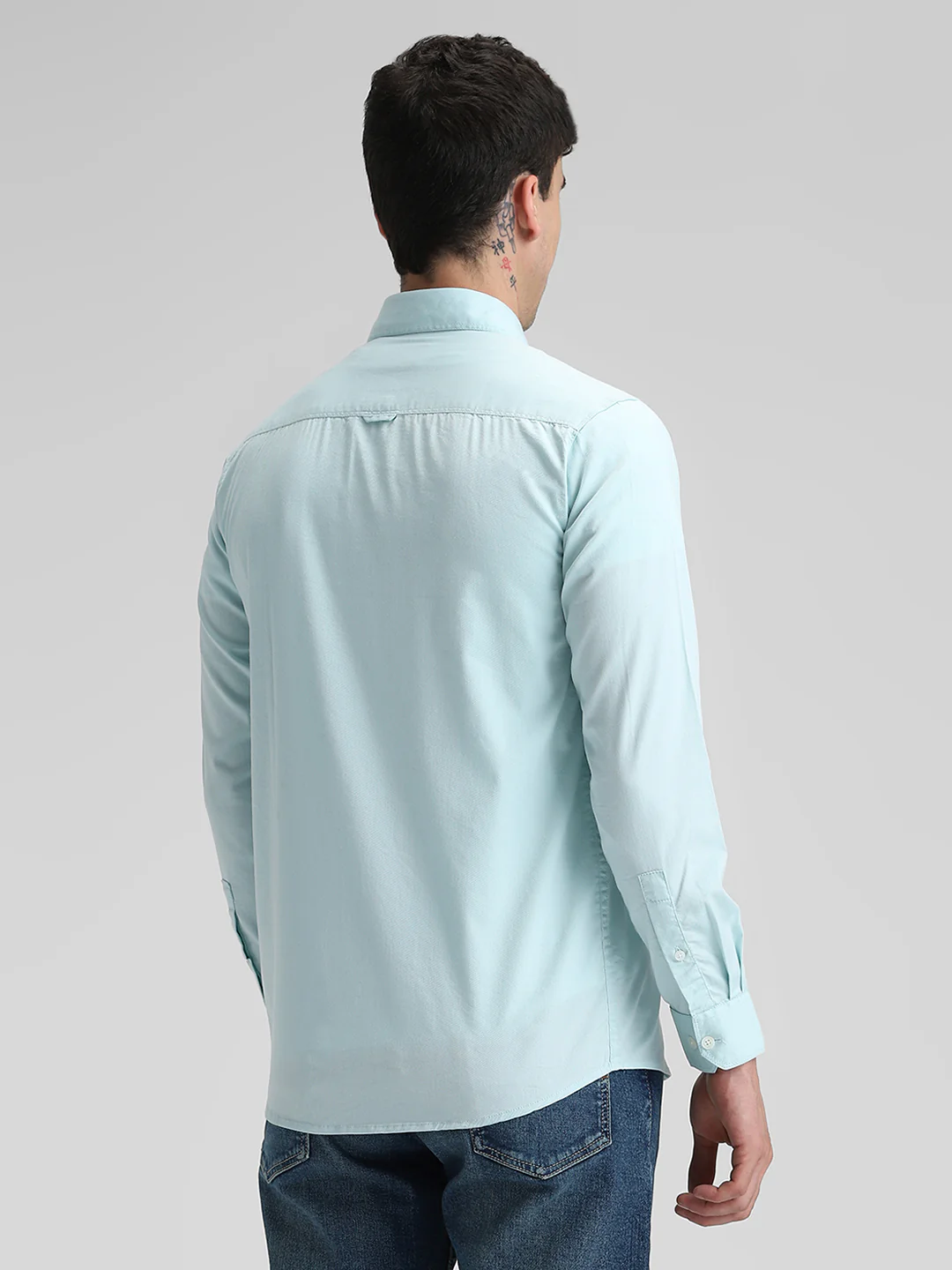 Sky Blue Solid Shirt - Image 3