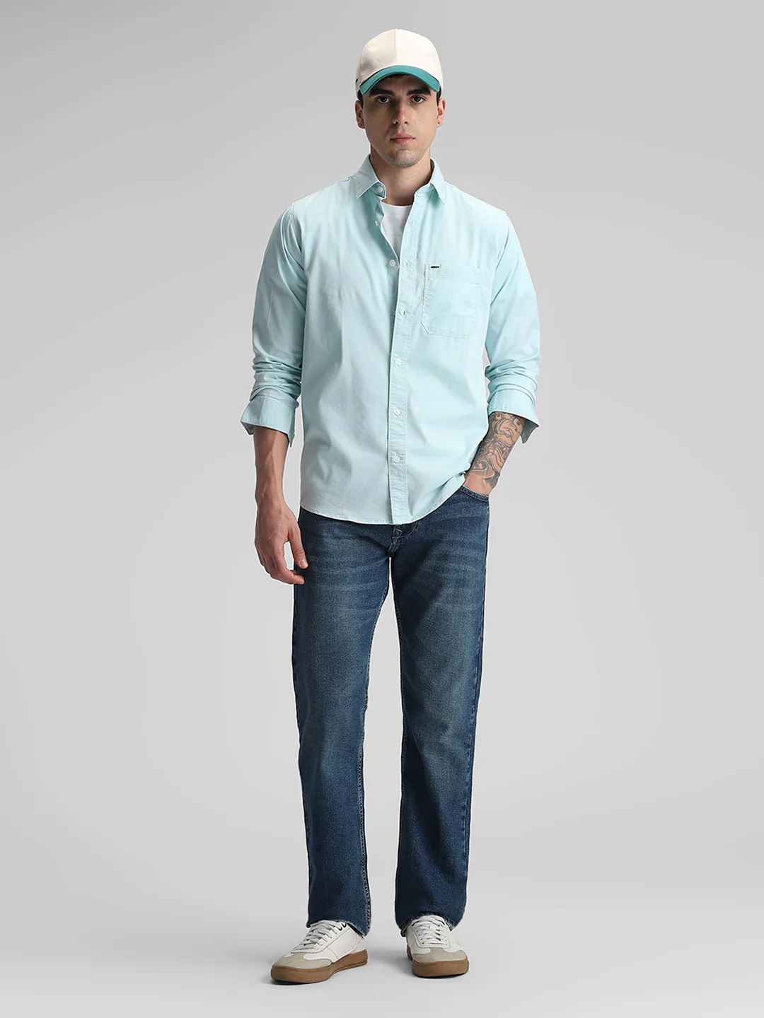 Sky Blue Solid Shirt - Image 6