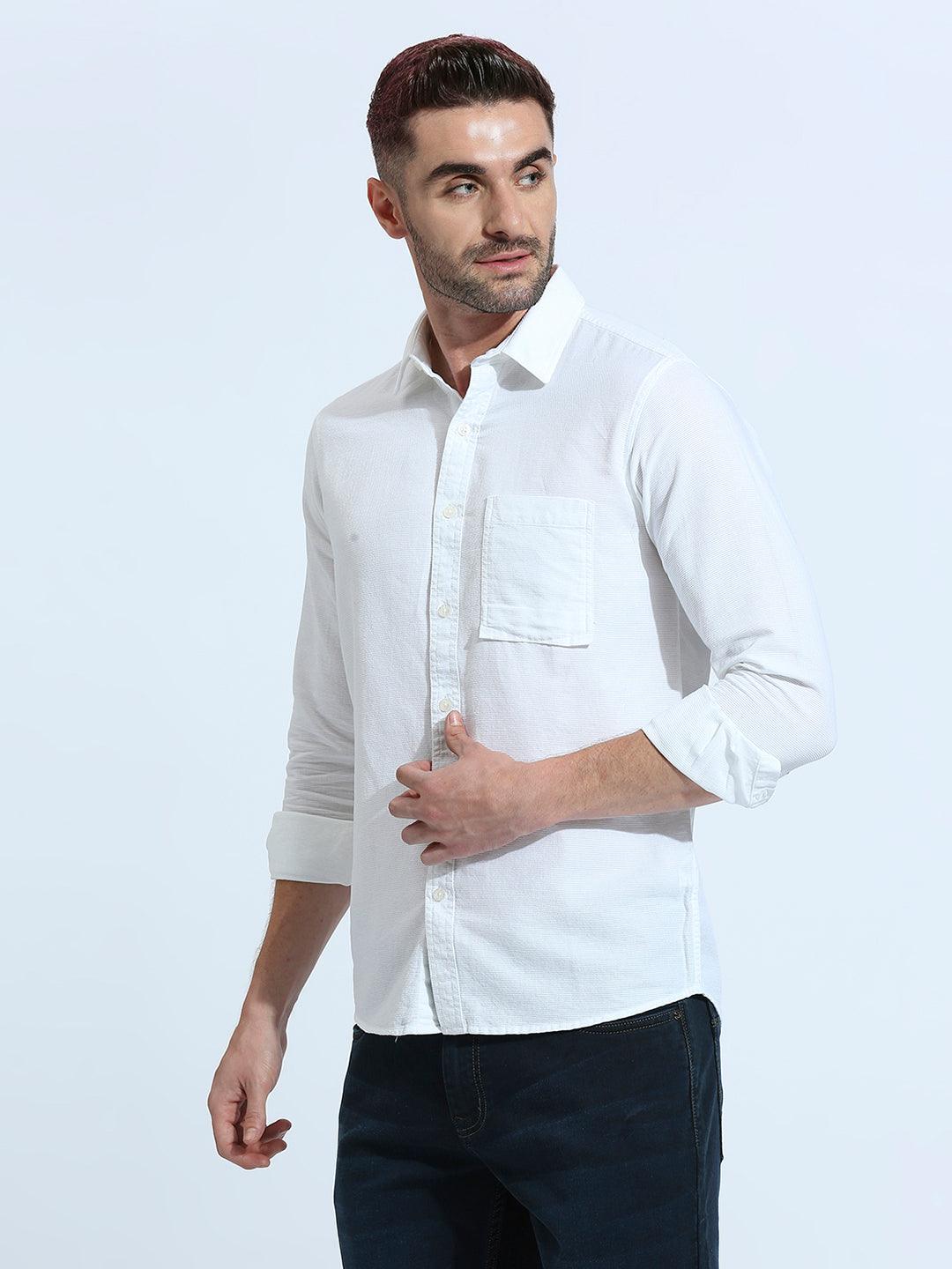 Linea Fine Weave White Shirt - Image 4