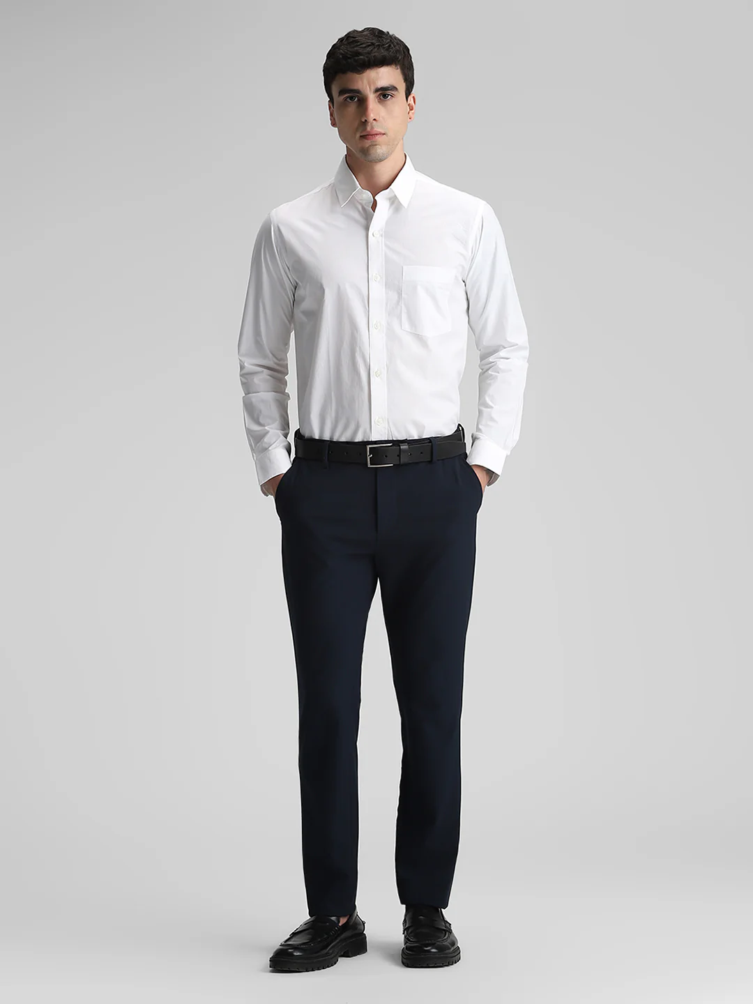 White Solid Slim Fit Shirt - Image 6